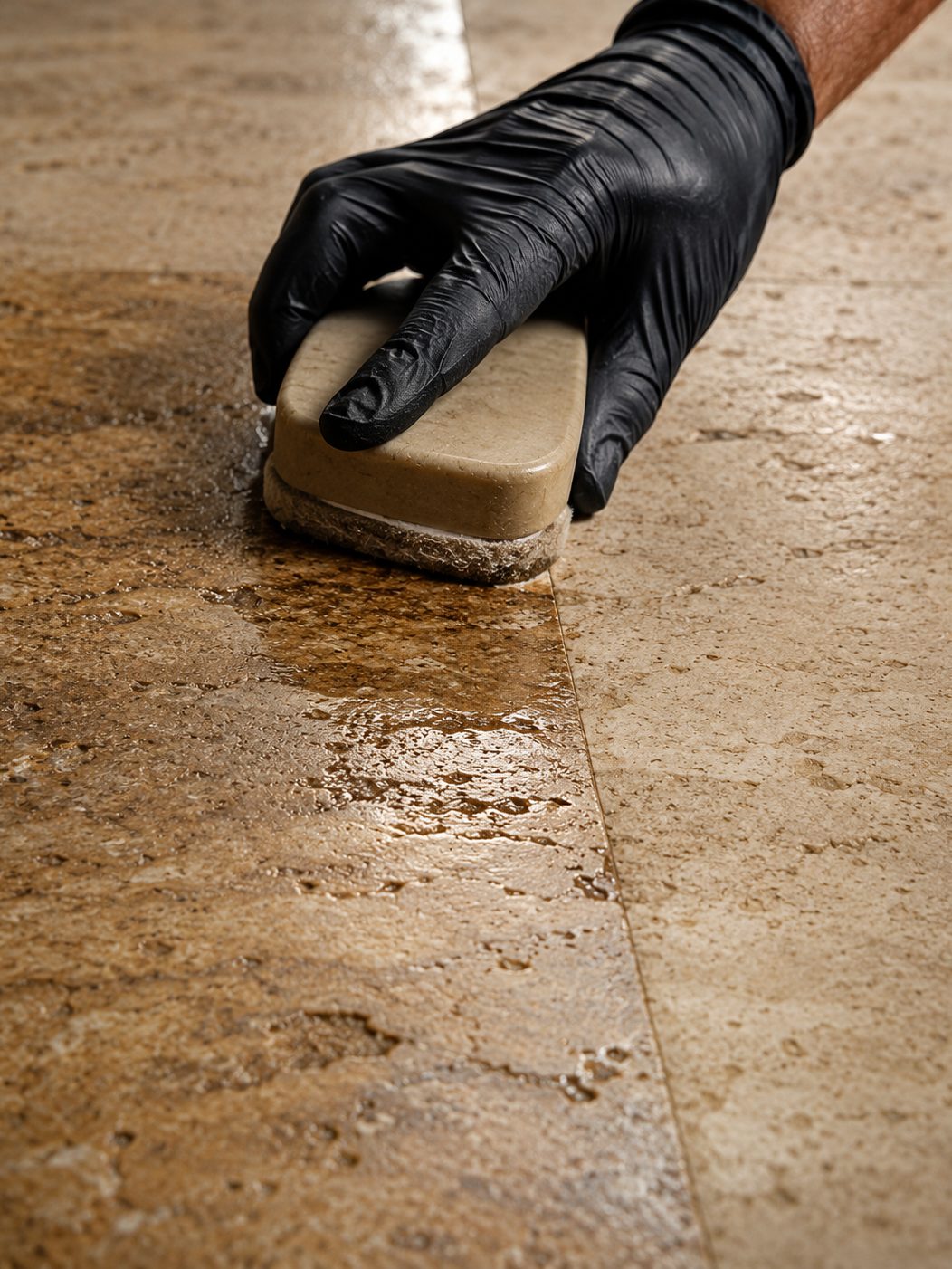 Applying penetrating sealer to natural stone
